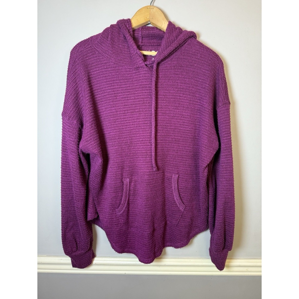 SO long‎ Sleeve Pullover Hoodie - Magenta/Purple - Size XXL waffle